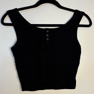 No Boundaries Black Button Front Tank Top Y2K Basic Size M